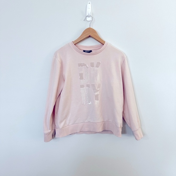 DKNY Pink Crew Neck Sweater with Ribbed Cuffs - Picture 2 of 6